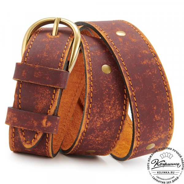 Кожаный мужской ремень "Анри Нью" (эксклюзив с пистонами). фото 1